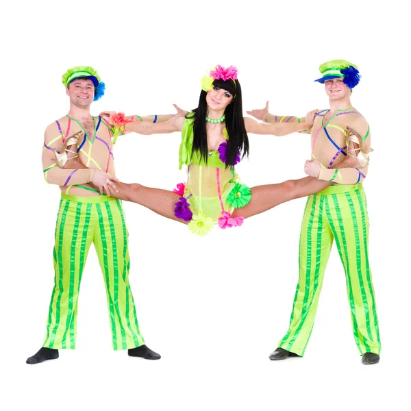 Acrobat carnaval dansers doen splitst — Stockfoto