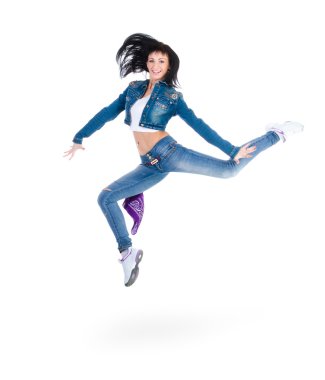 modern stil dansçı beyaz üzerinde atlama
