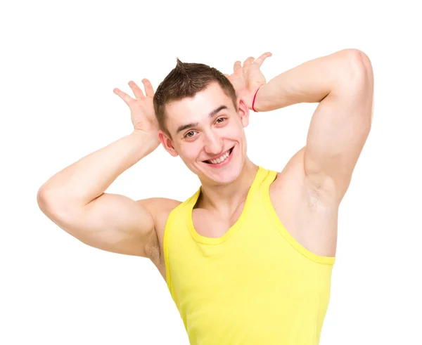 Muscular male model with great happy smile — Stock Photo, Image