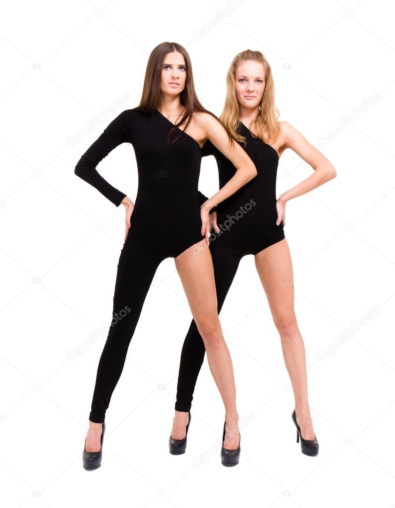 Two sexy girls wearing leotard