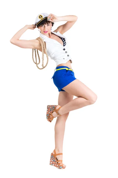 Young beautiful sexy girl dressed as sailor — Stock Photo, Image