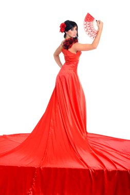 Çingene Kadın kılığında izole beyaz arka planı