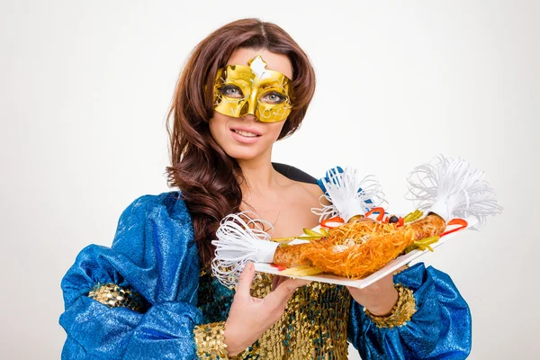 Mulher com comida — Fotografia de Stock