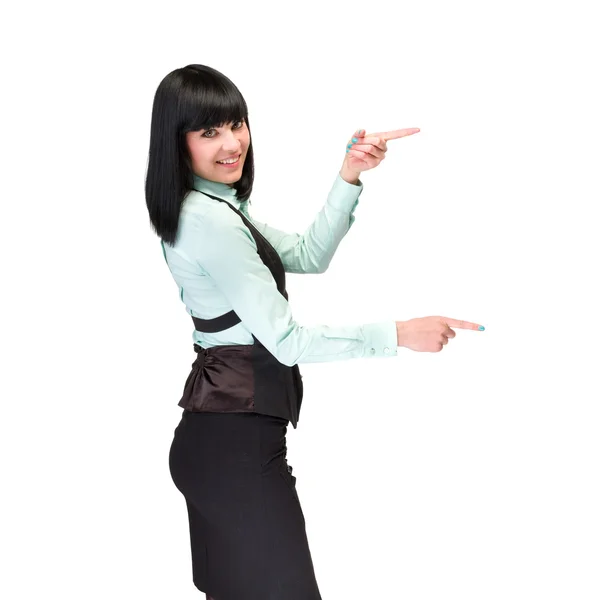 Porträt einer glücklichen jungen Geschäftsfrau isoliert auf Weiß — Stockfoto