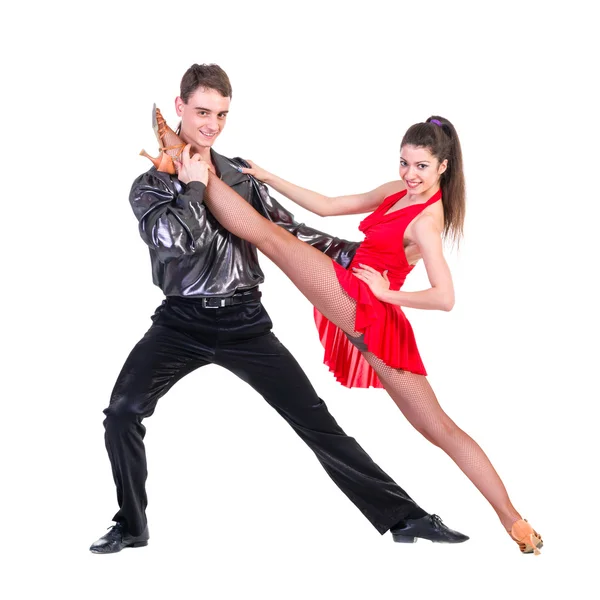 Latino dancers posing. Isolated. — Stock Photo, Image