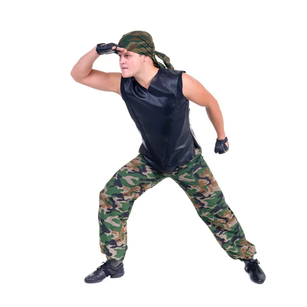 Soldaten in camouflage uniformen, geïsoleerd op witte achtergrond — Stockfoto