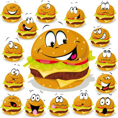 Hamburger karikatür çizimi ile fazla ifade
