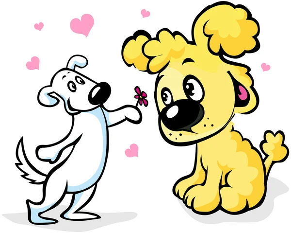 Two dogs in love cartoon — Stock Vector