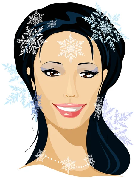 Hiver beau portrait de femme — Image vectorielle