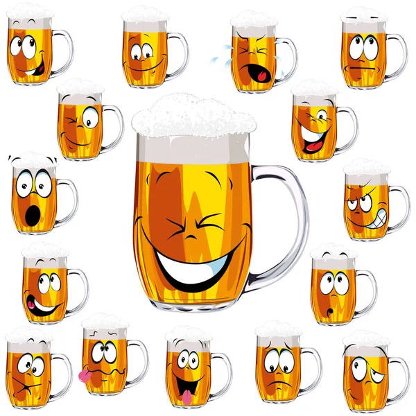 Mok vers bier cartoon — Stockvector