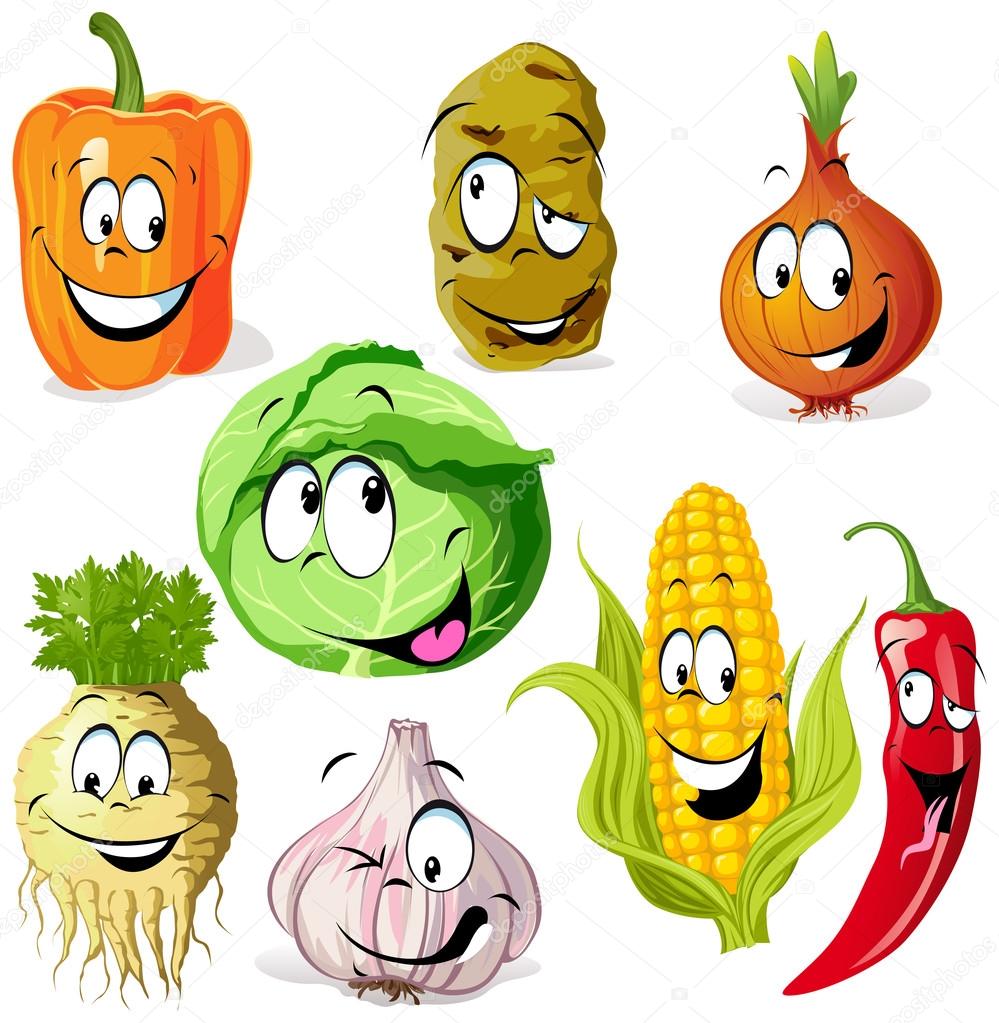 Funny vegetable and spice cartoon