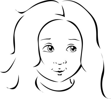 kız portre siyah çizgi çizimi