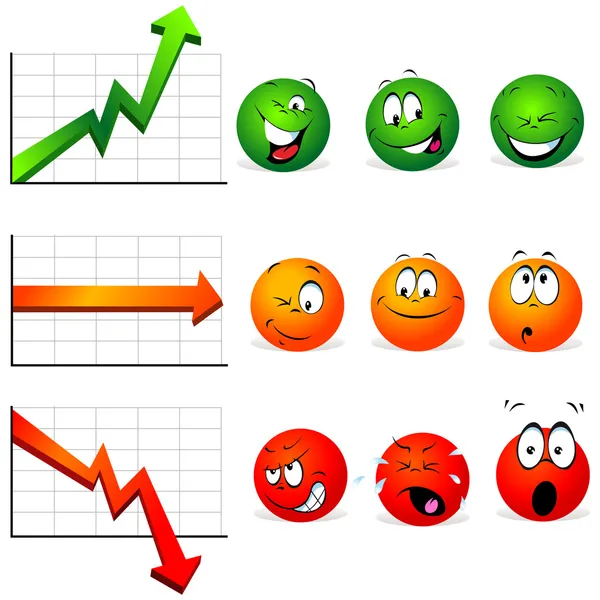 Grafikonok a stabilitás, a nyereség és a vízesés — Stock Vector