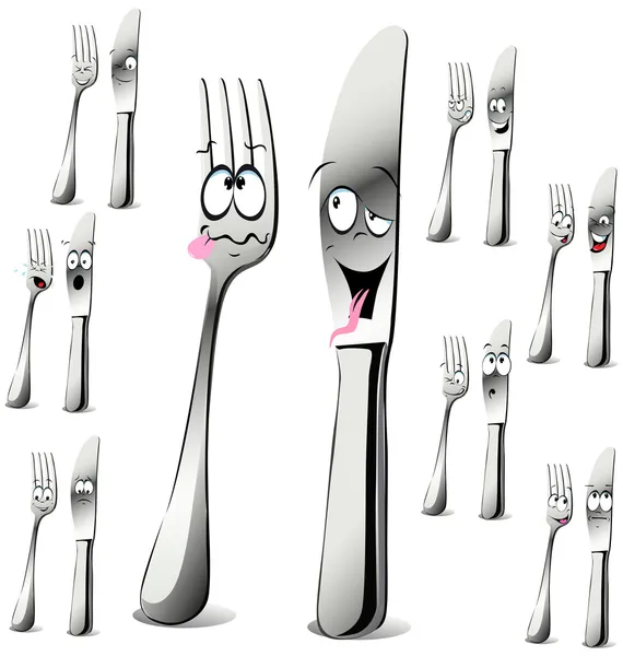 Fork and knife cartoon — Stock Vector