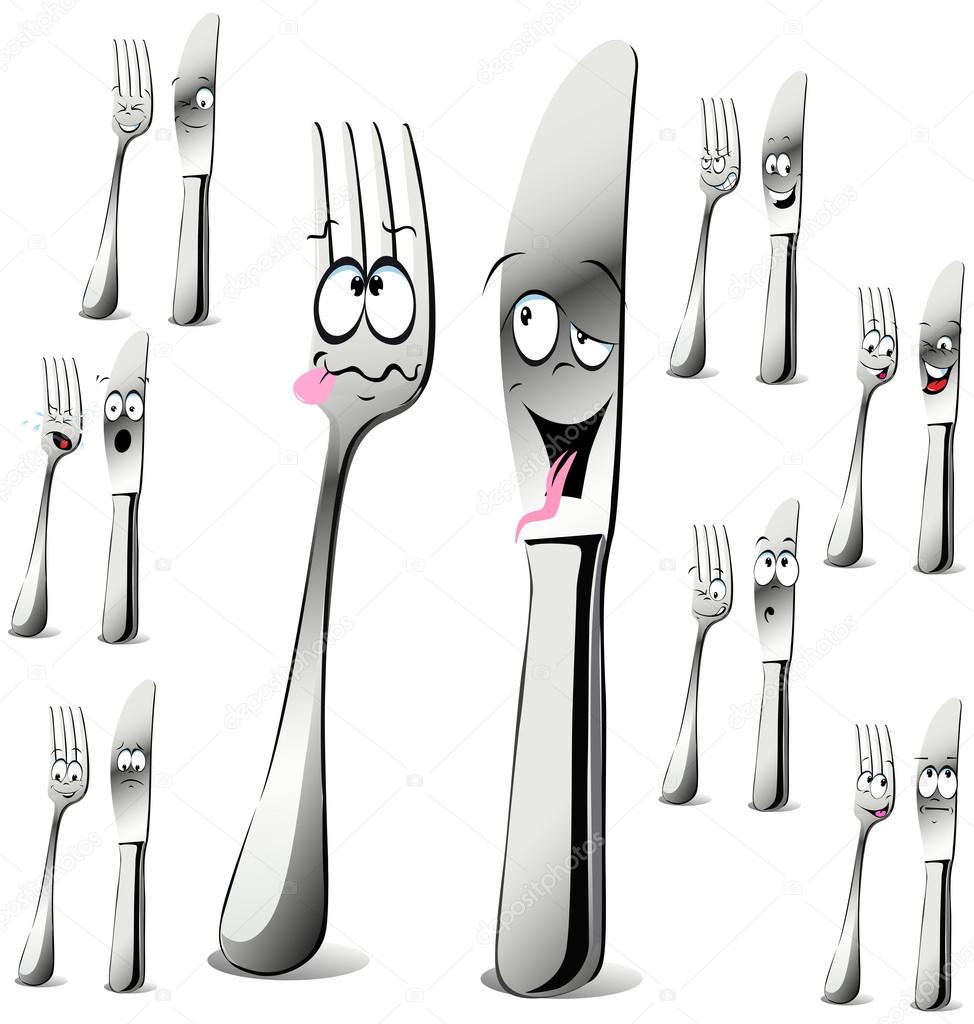 Fork and knife cartoon