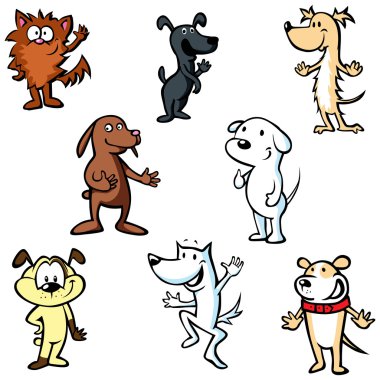 Köpekler illüstrasyon karikatür