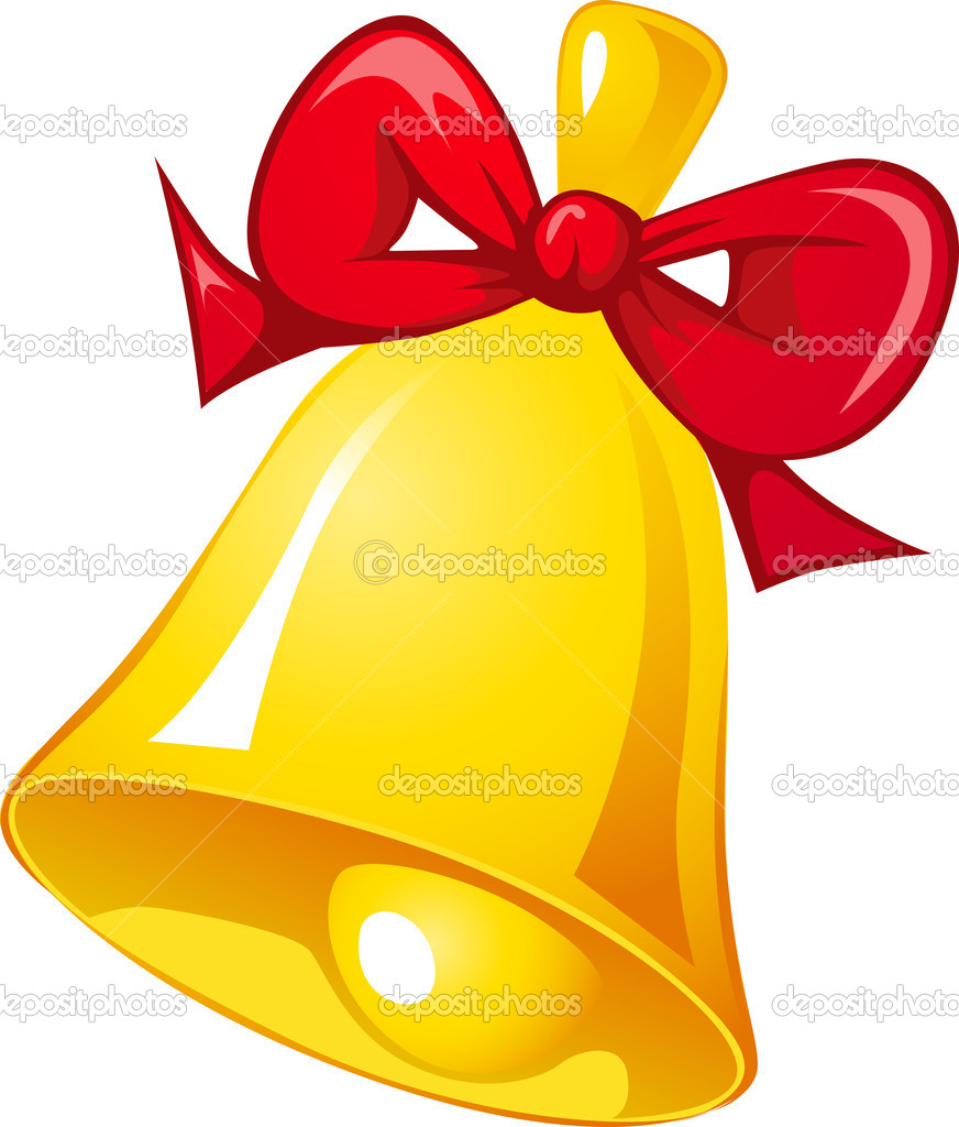 Bell with red ribbon isolated