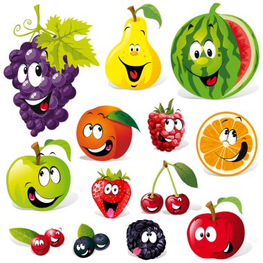 Funny fruit cartoon clipart