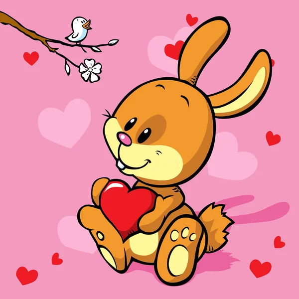 Lapin avec coeur — Image vectorielle