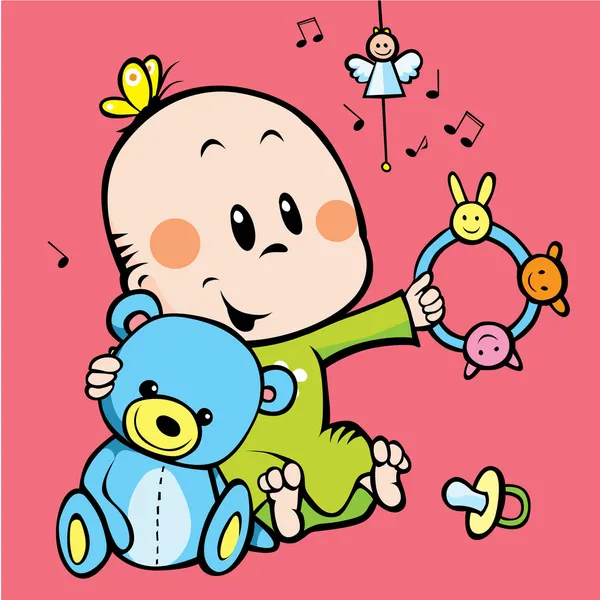 Cute baby playing — Stock Vector