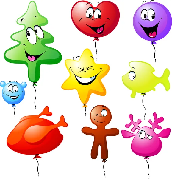 Komik Noel renkli balonlar — Stok Vektör