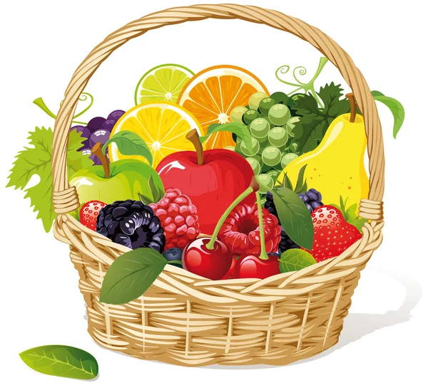 Cesta de frutas — Vector de stock