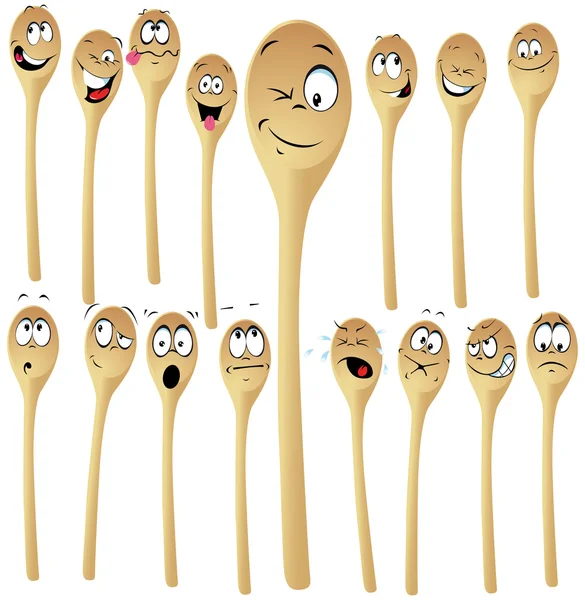 Wooden spoon cartoon — Stock Vector