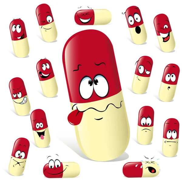 Pill cartoon — Stock Vector