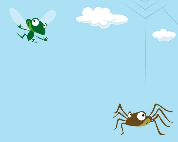 Araña y la mosca — Vector de stock