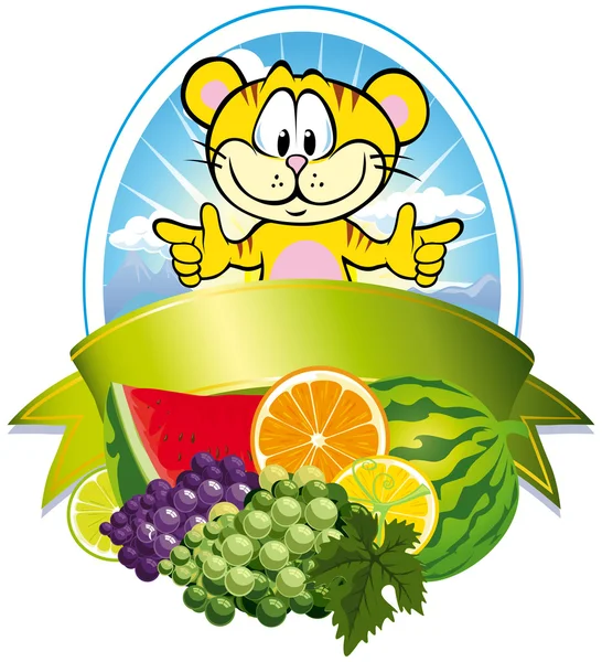 Étiquette fruits tropicaux — Image vectorielle