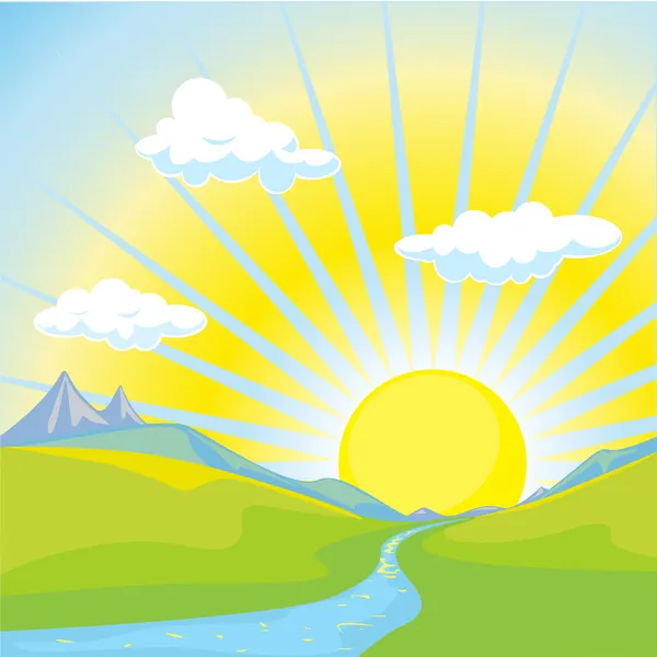 Sunny landscape background — Stock Vector