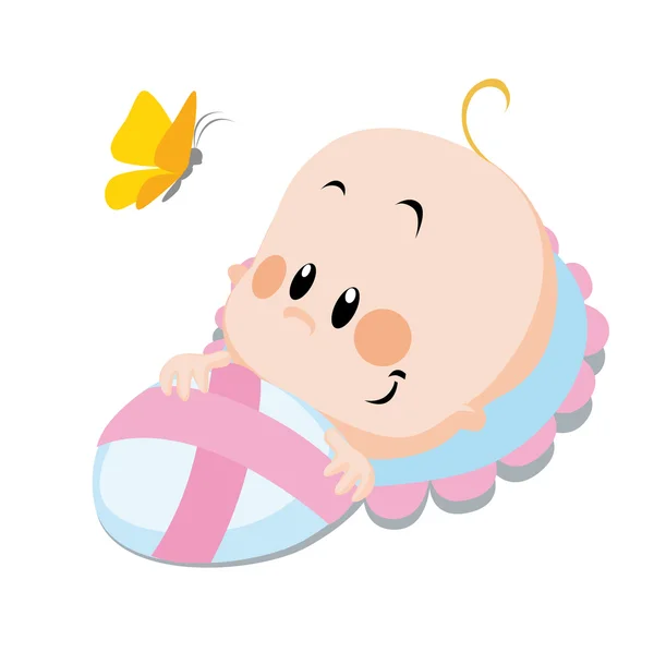 Baby with butterfly — Stock Vector