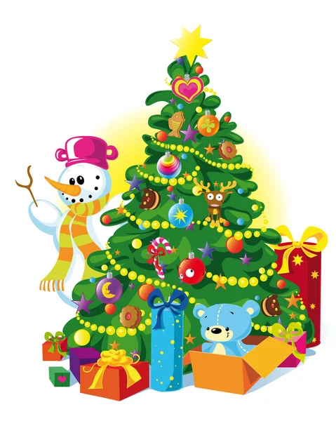 Árvore de Natal feliz — Vetor de Stock