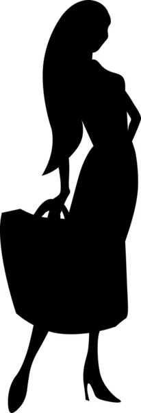 Silhouette femme avec sac à provisions — Image vectorielle