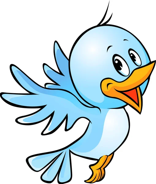 Bonito pássaro azul voando desenhos animados — Vetor de Stock