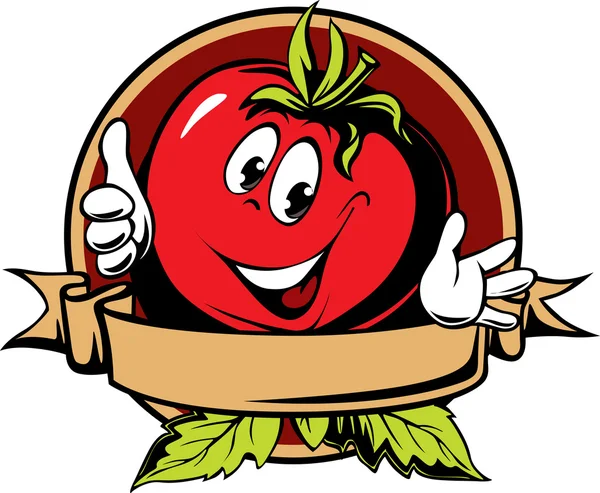 Etiqueta redonda de dibujos animados de tomate — Vector de stock