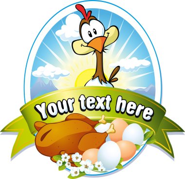 tavuk ve yumurta çizim ile komik etiketi