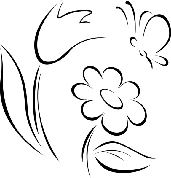 Contorno de flores de primavera — Vector de stock