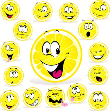 birçok ifadeleri ile limon cartoon
