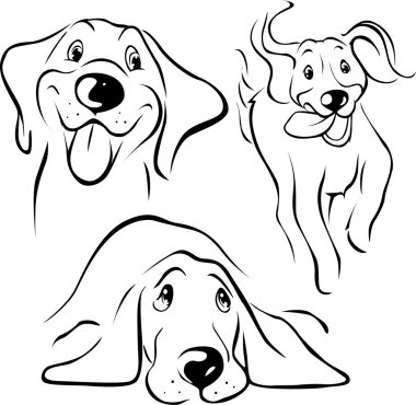 köpek illüstrasyon - siyah çizgi
