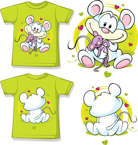 Camisa de niño con lindo ratón impreso — Vector de stock