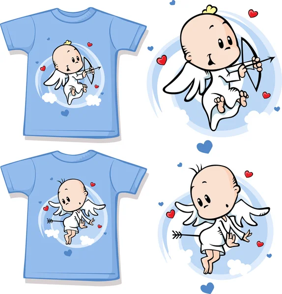 Kid shirt with cute angel printed — Stock Vector
