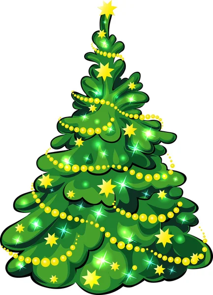 Illuminated Christmas Tree isolated on white background — Stock Vector