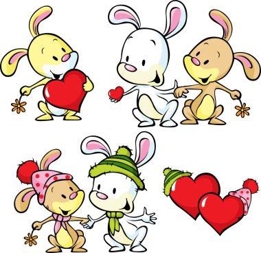 sevimli tavşanlar beyaz zemin üzerine izole