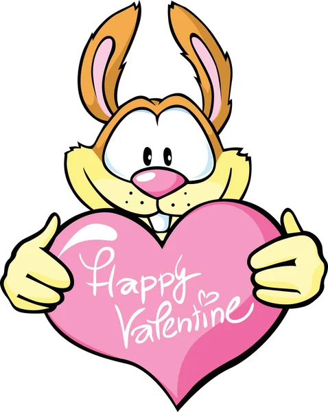 Bunny hold valentine heart — Stock Vector