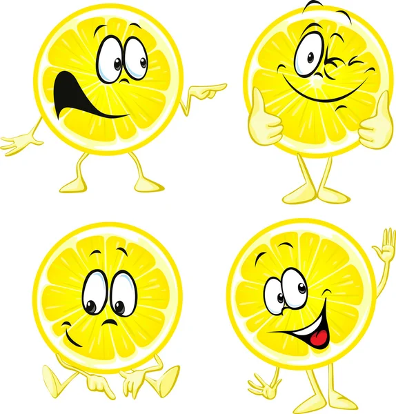 Cartone animato limone - illustrazione divertente isolato su sfondo bianco — Vettoriale Stock