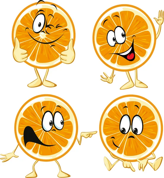 Funny orange cartoon wit hands and legs isolated on white background — Stock Vector