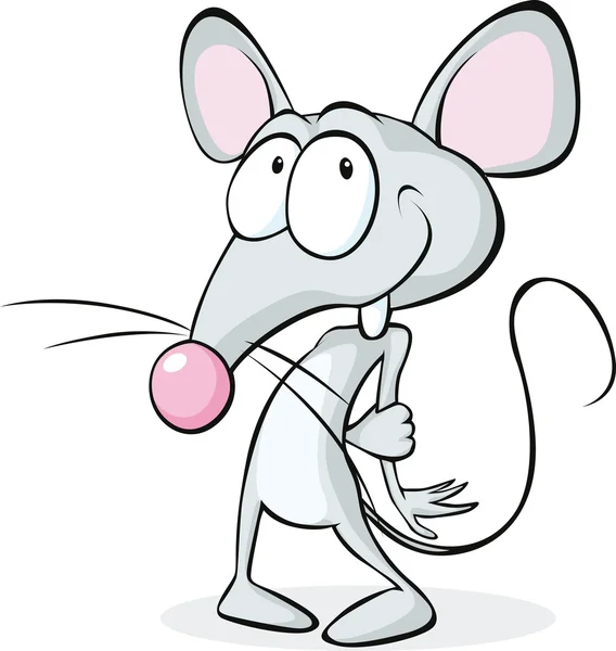 白い背景 - 漫画の実例で分離されたかわいい内気マウス — ストックベクタ