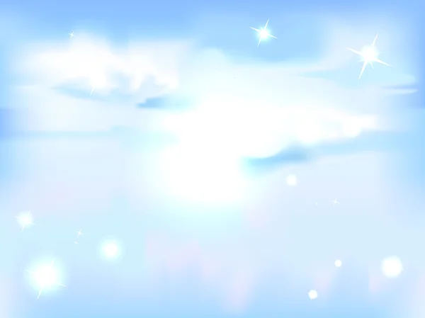 Ciel vectoriel horizontal avec soleil - fond abstrait bleu — Image vectorielle