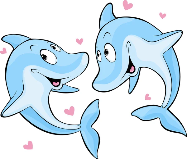 Dolphin in love — Stock Vector